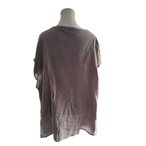 Tahari Woman 3X Olive Green 100% Cotton Sleeveless Crew Neck Tank Crinkle Gauze - Picture 2 of 10